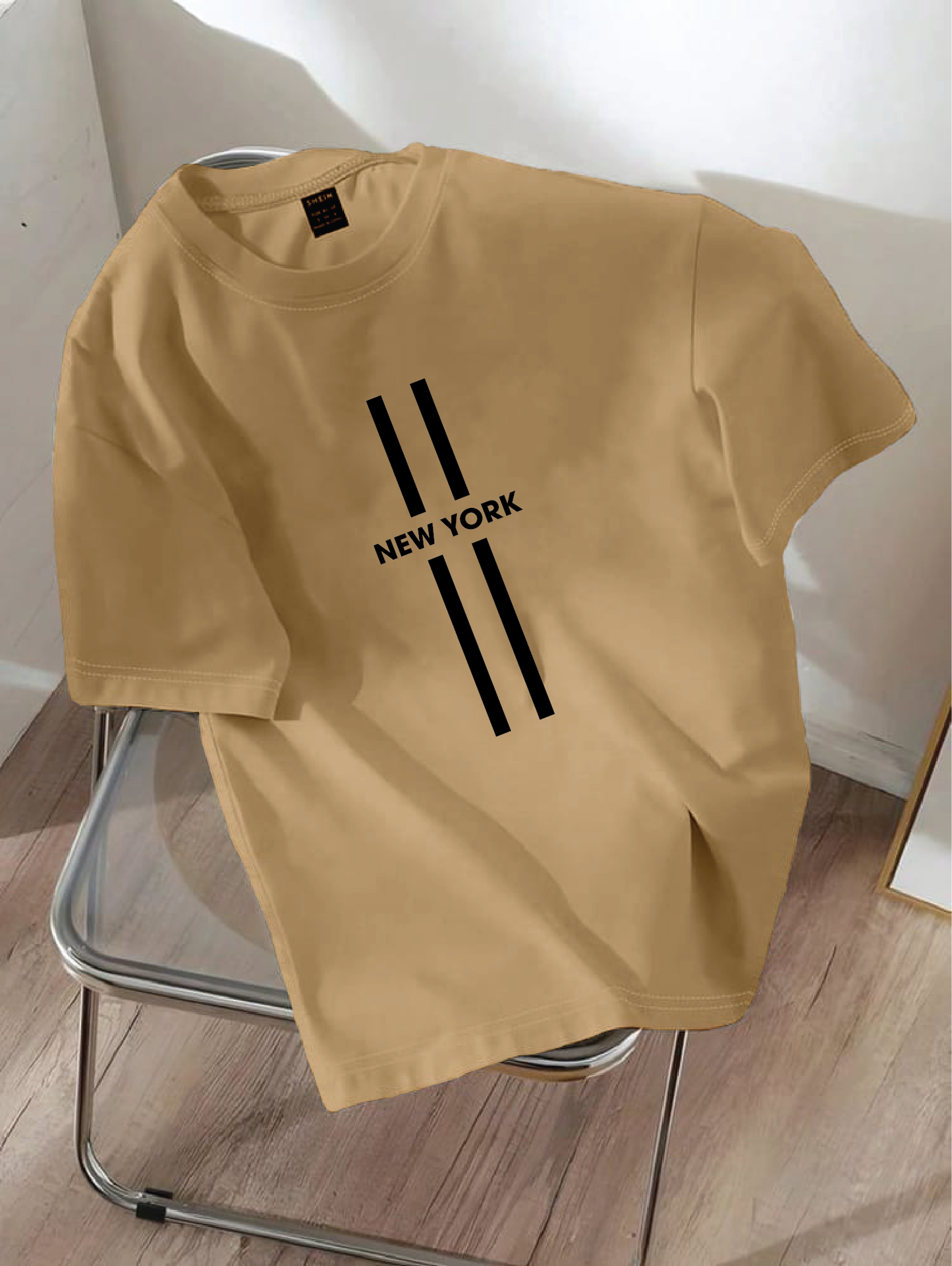 Drop Shoulder T-shirt Print NEW YORK vertical