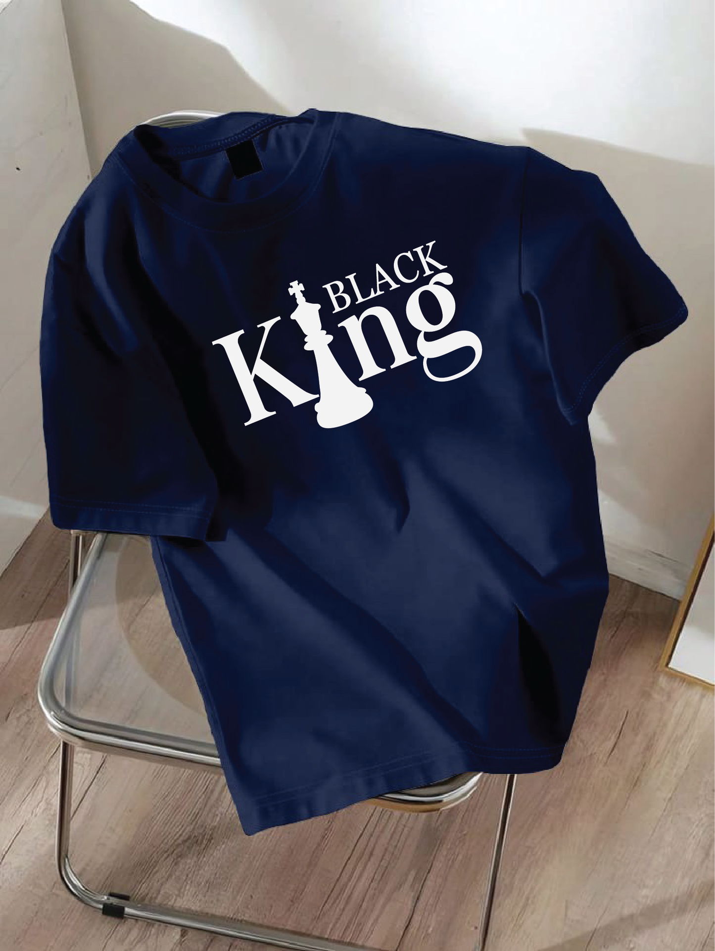 Drop Shoulder T-shirt Print Black King