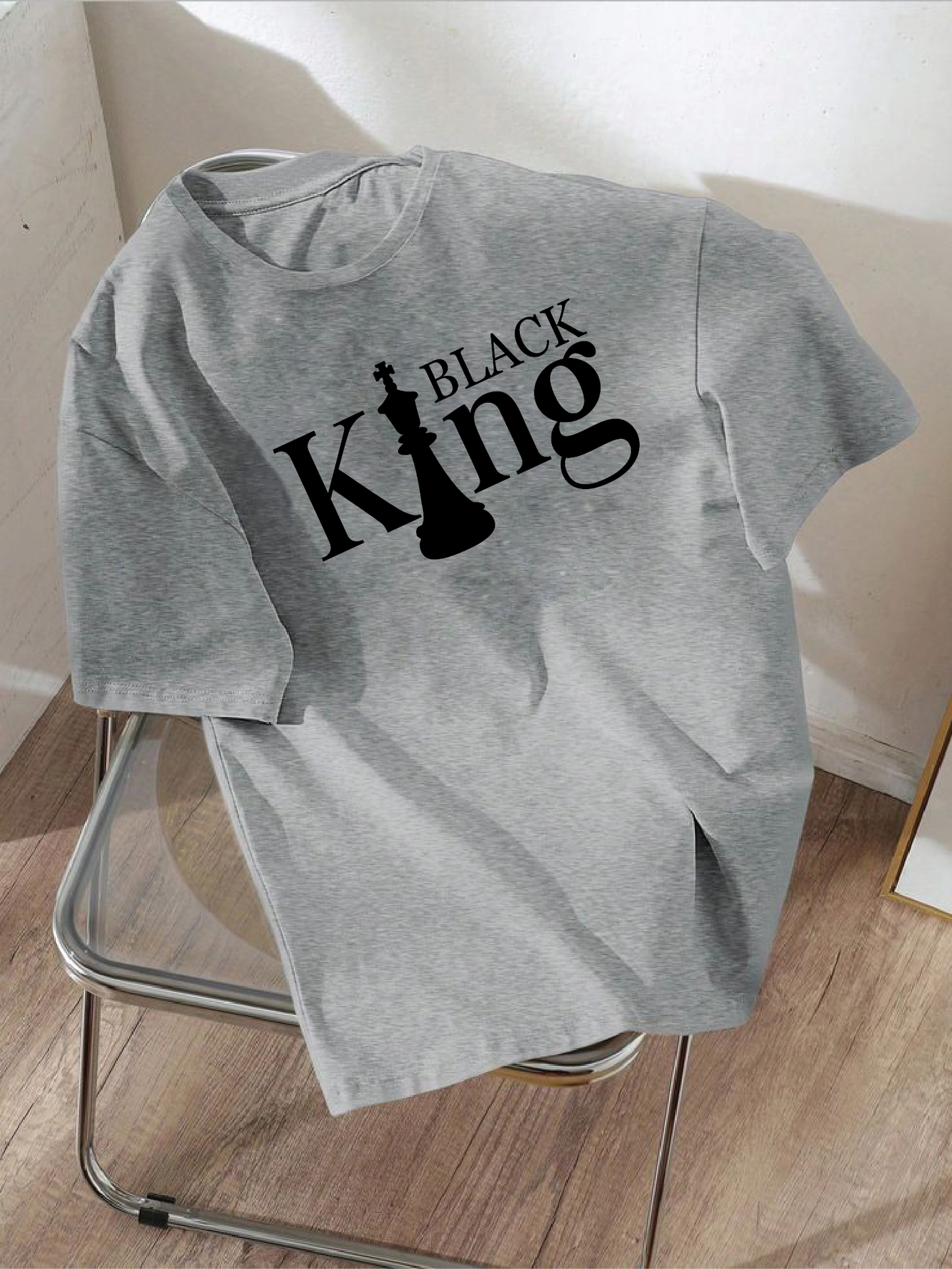 Drop Shoulder T-shirt Print Black King