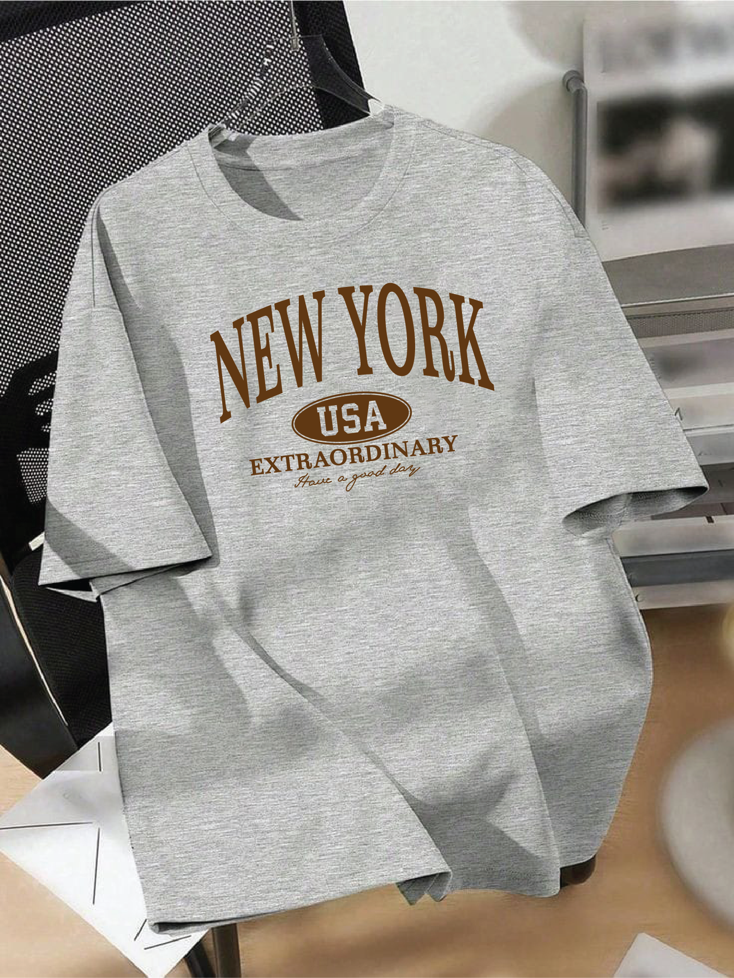 Drop Shoulder T-shirt Print NEW YORK extraordinary