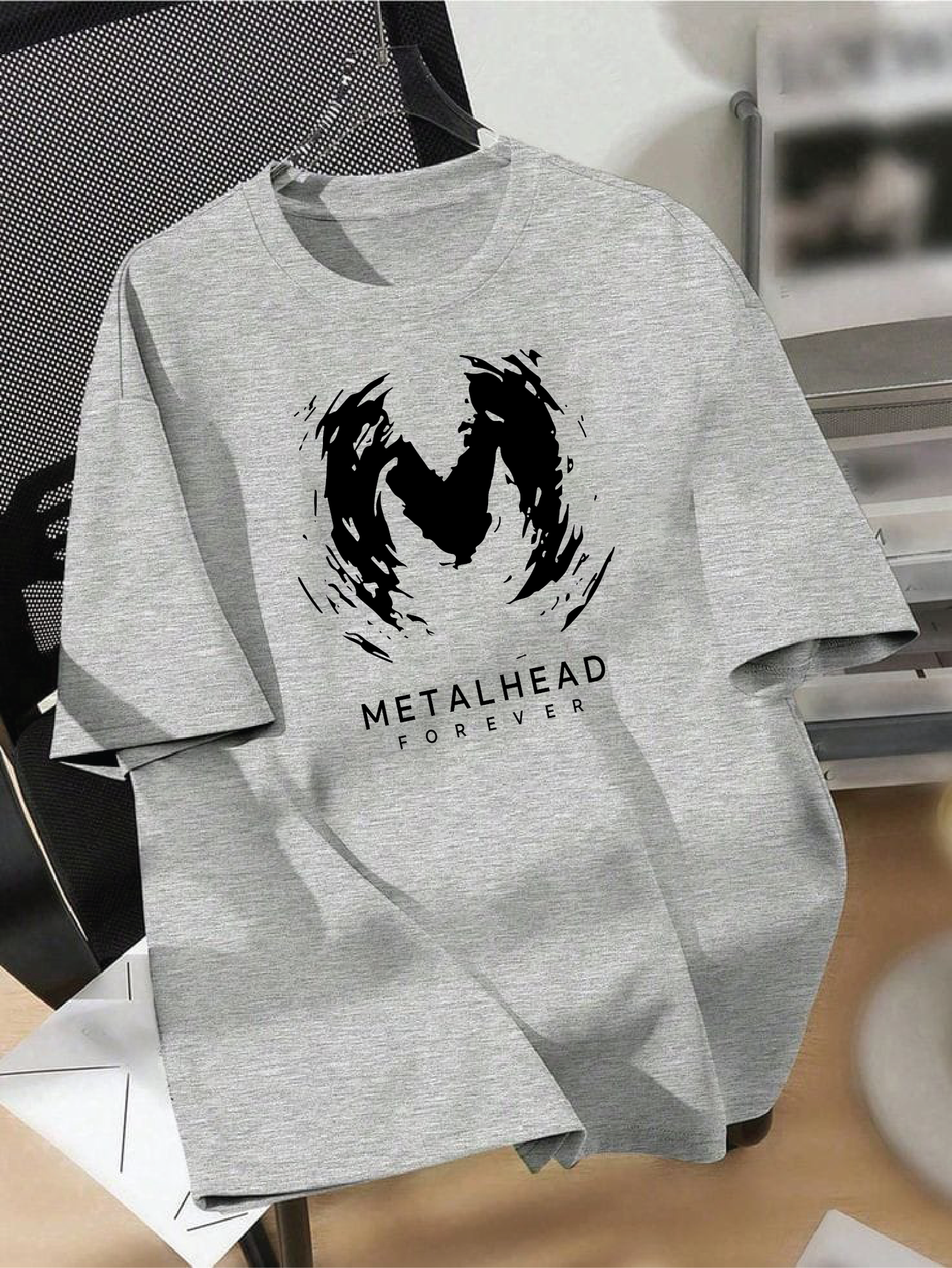 Drop Shoulder T-shirt Print METALHEAD