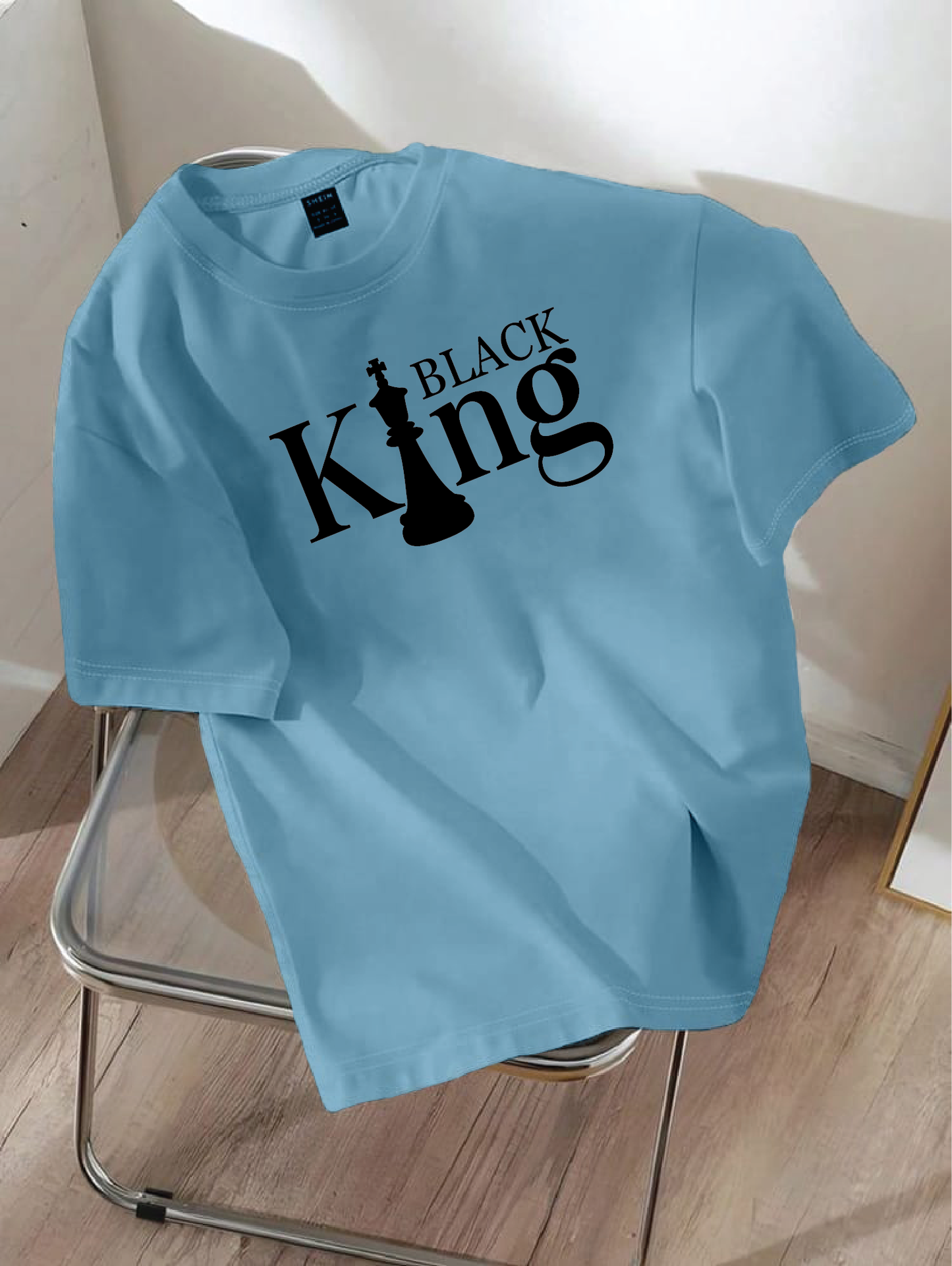Drop Shoulder T-shirt Print Black King