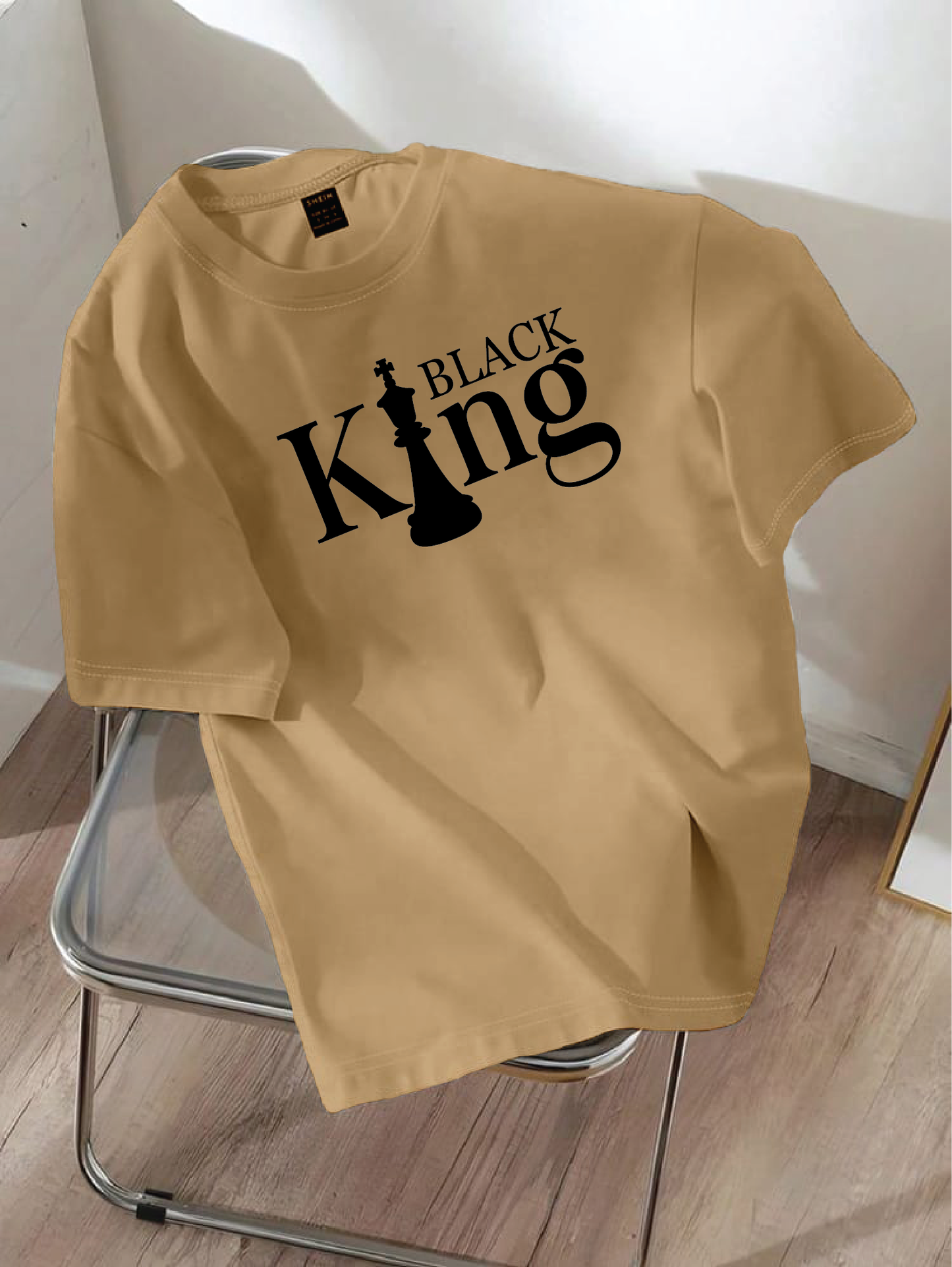 Drop Shoulder T-shirt Print Black King