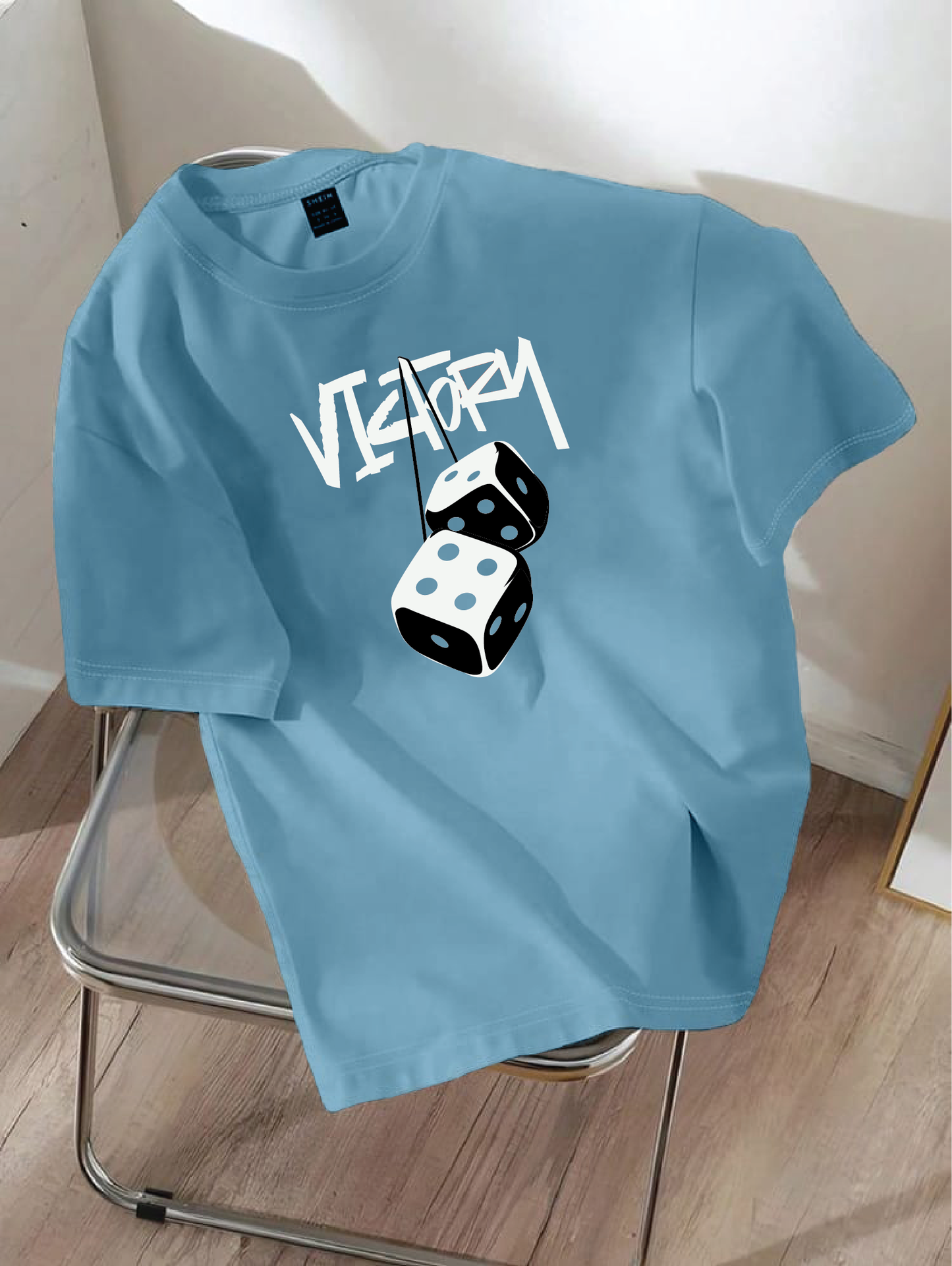 Drop Shoulder T-shirt Print VICTORY