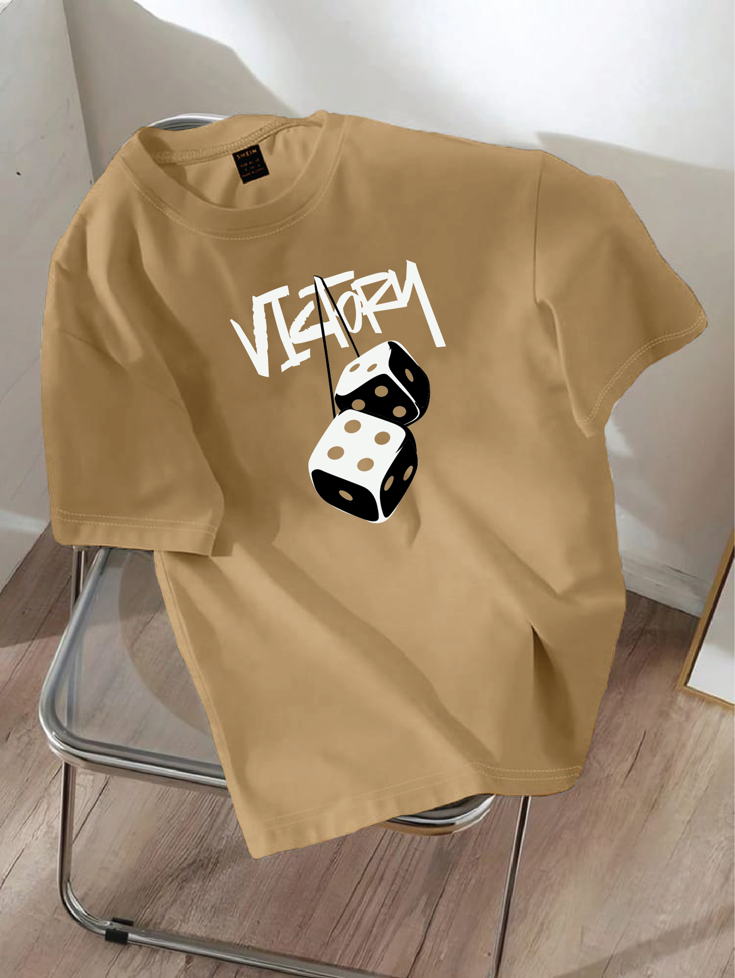Drop Shoulder T-shirt Print VICTORY