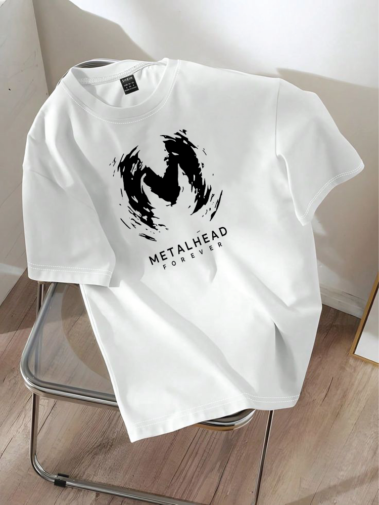 Drop Shoulder T-shirt Print METALHEAD