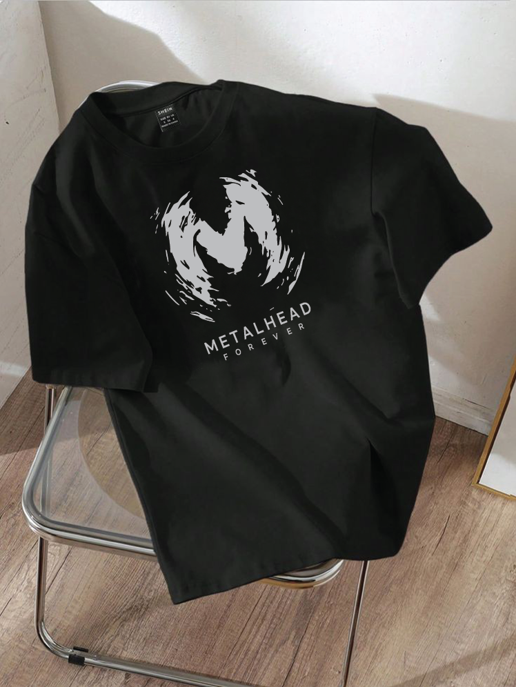 Drop Shoulder T-shirt Print METALHEAD