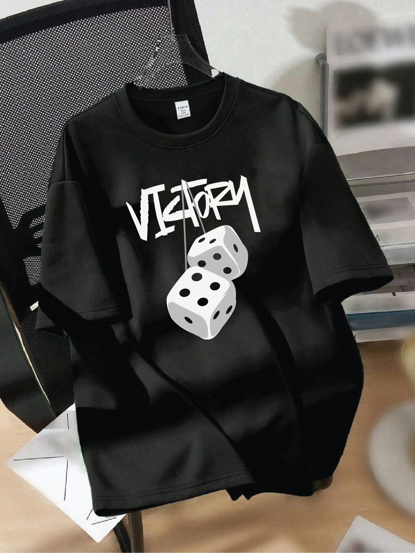 Drop Shoulder T-shirt Print VICTORY