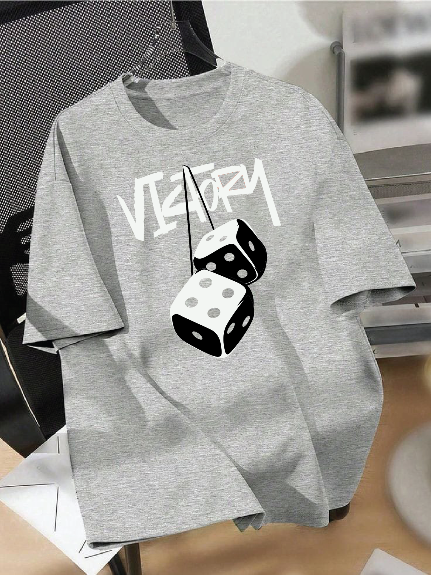 Drop Shoulder T-shirt Print VICTORY