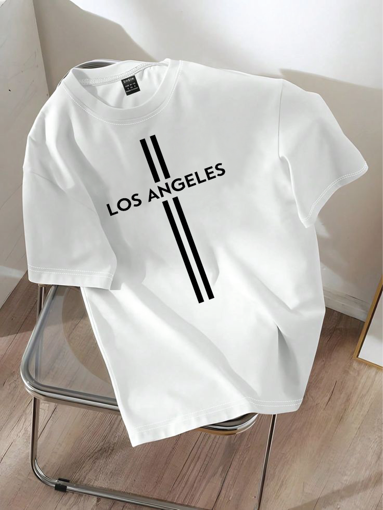Drop Shoulder T-shirt Print LOS ANGELES