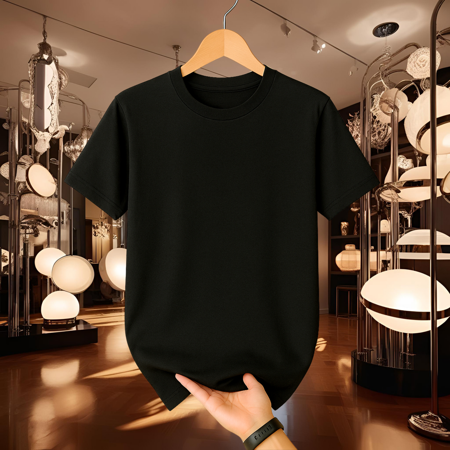 Half Sleeve Solid Premium Cotton T-shirt- Black