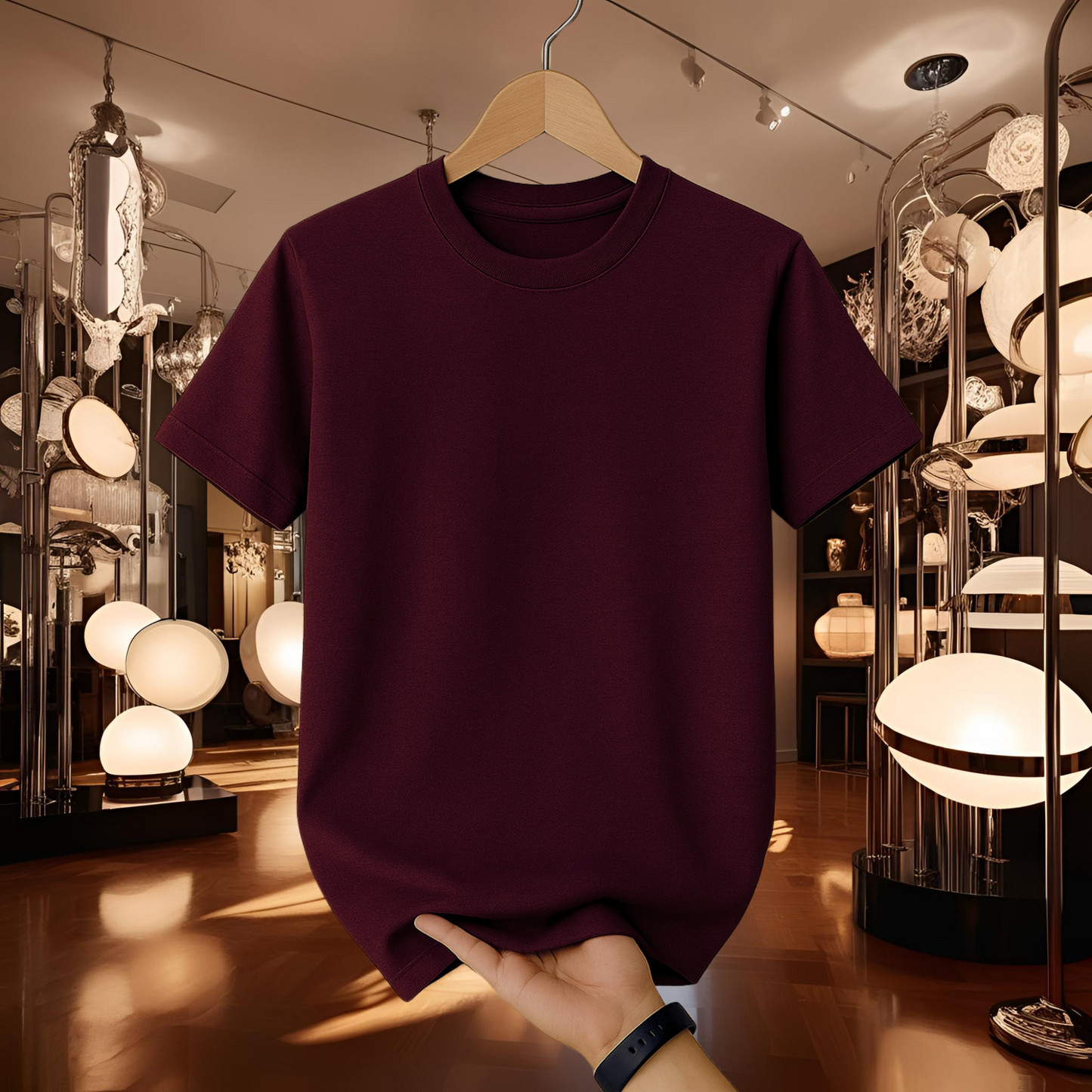 Half Sleeve Solid Premium Cotton T-shirt- Coffee