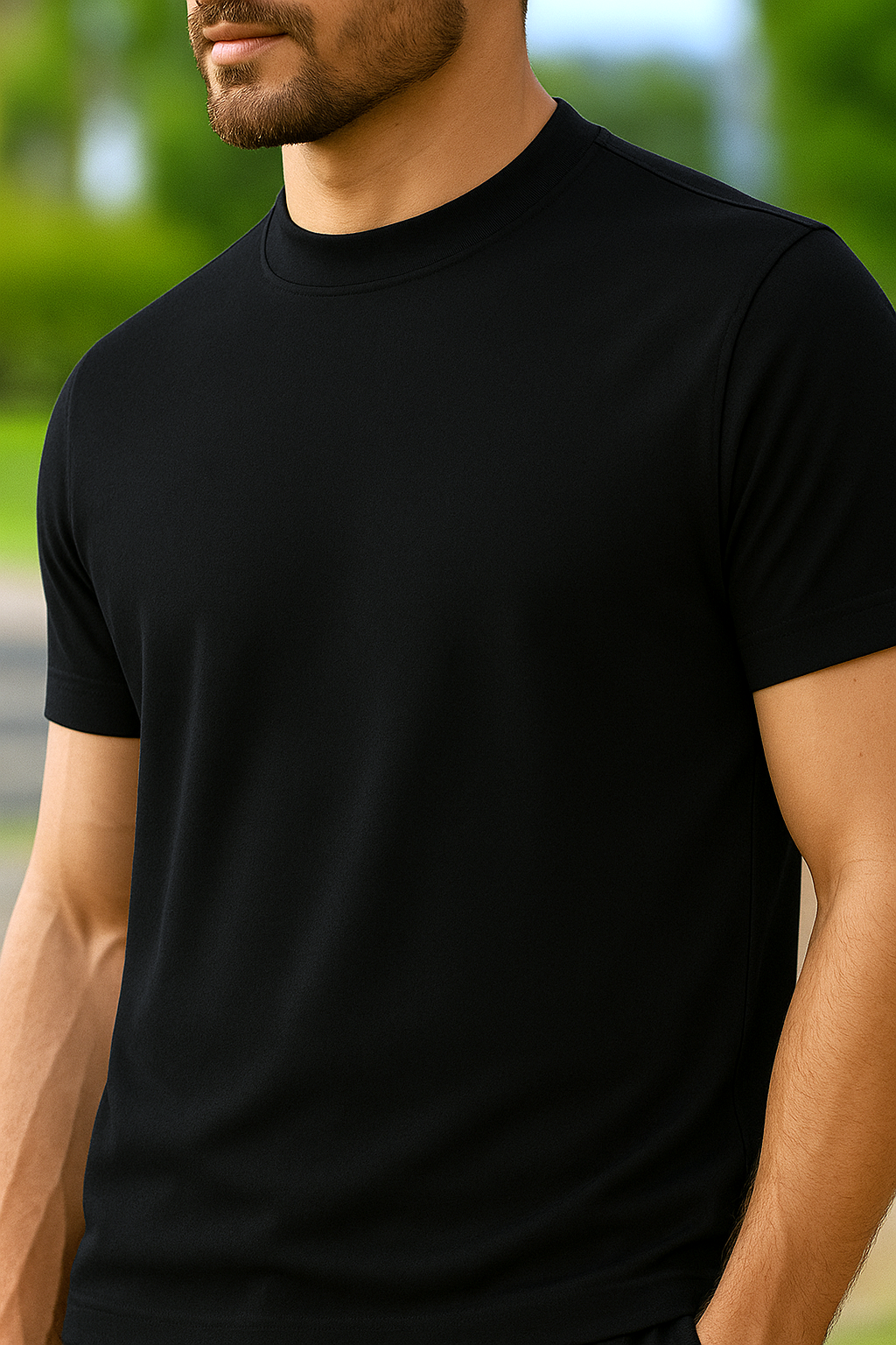 High Neck Black Solid Premium