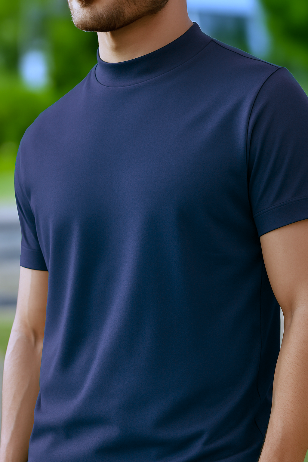 High Neck Neavy Blue Solid Premium