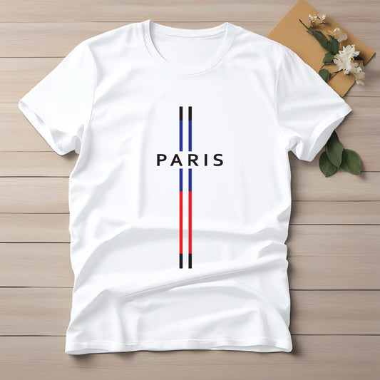 Half Sleeve t-shirt print PARIS vertical line
