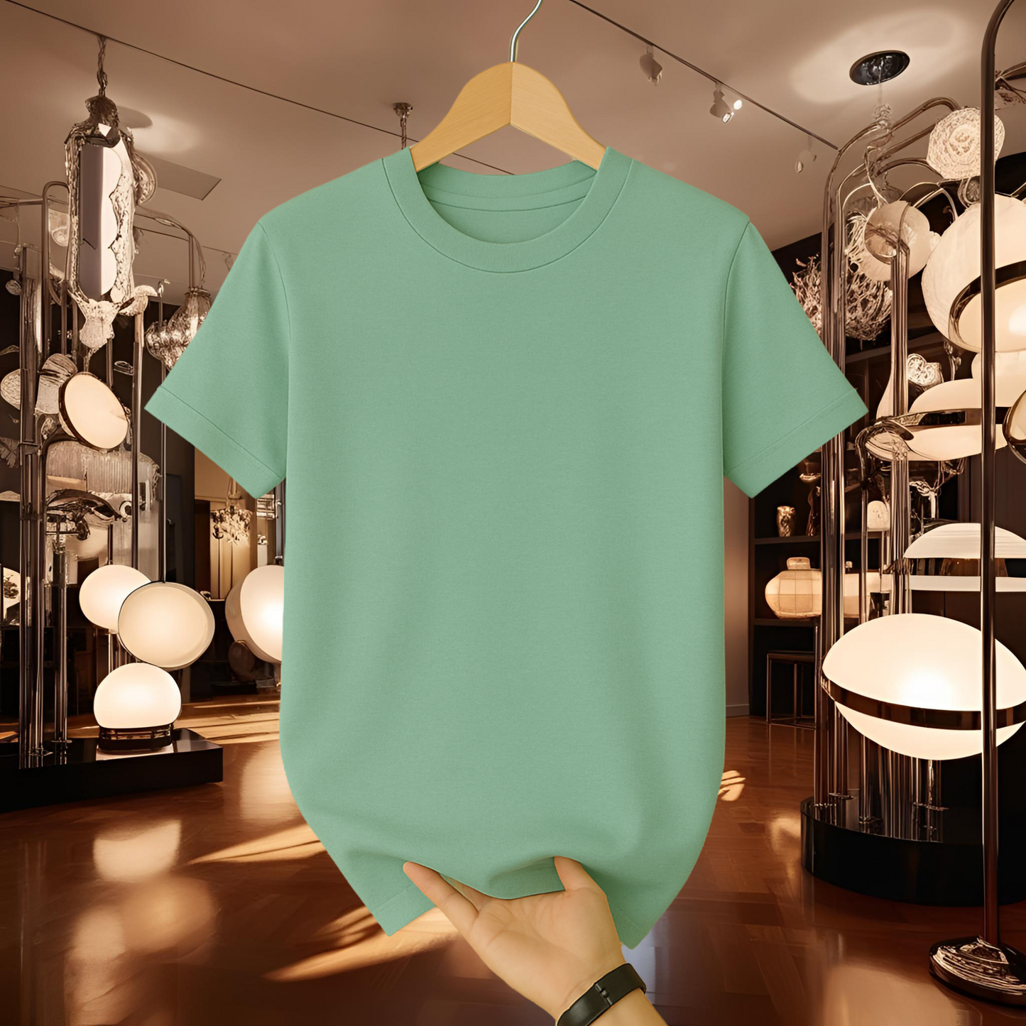 Half Sleeve Solid Premium Cotton T-shirt- Mint