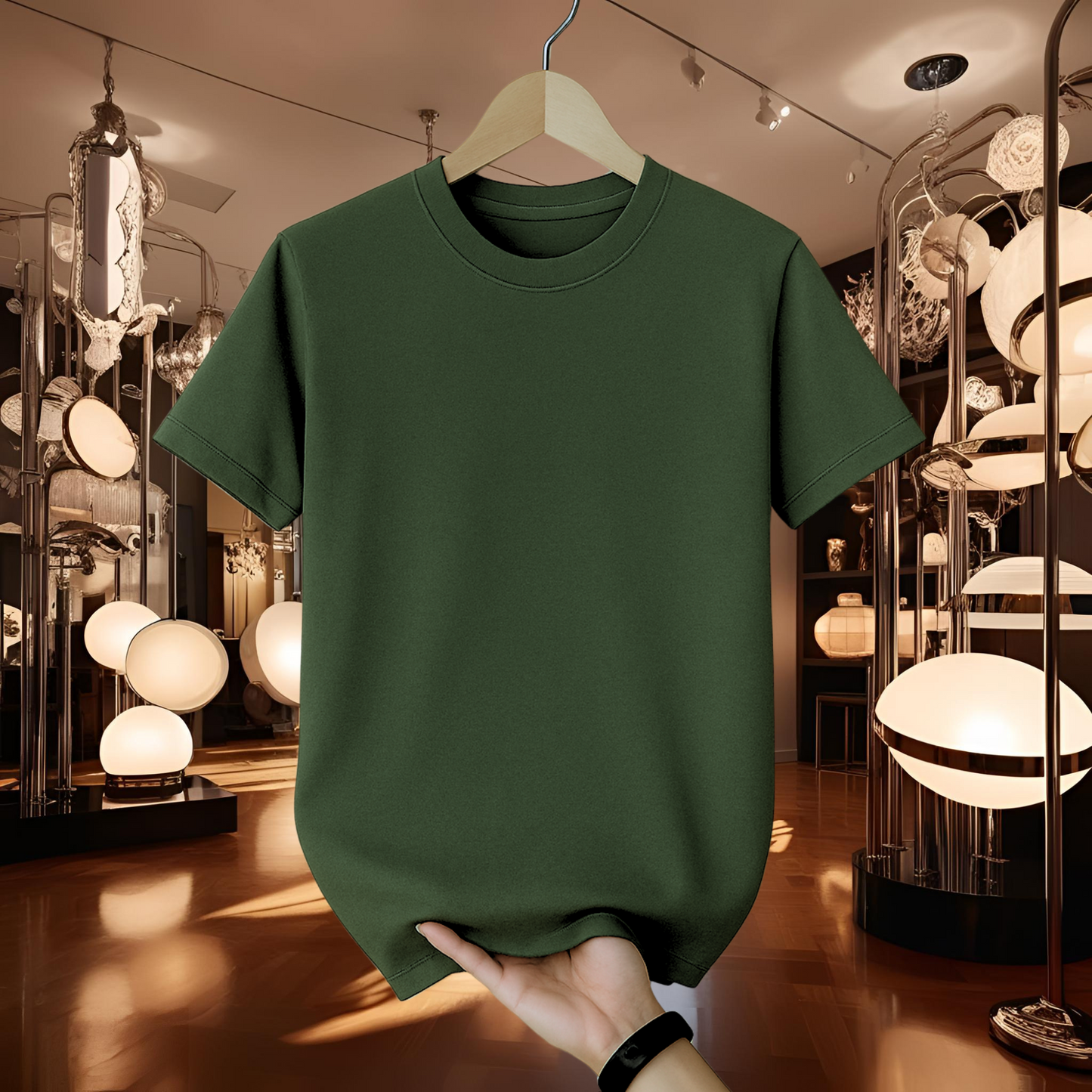 Half Sleeve Solid Premium Cotton T-shirt- Olive