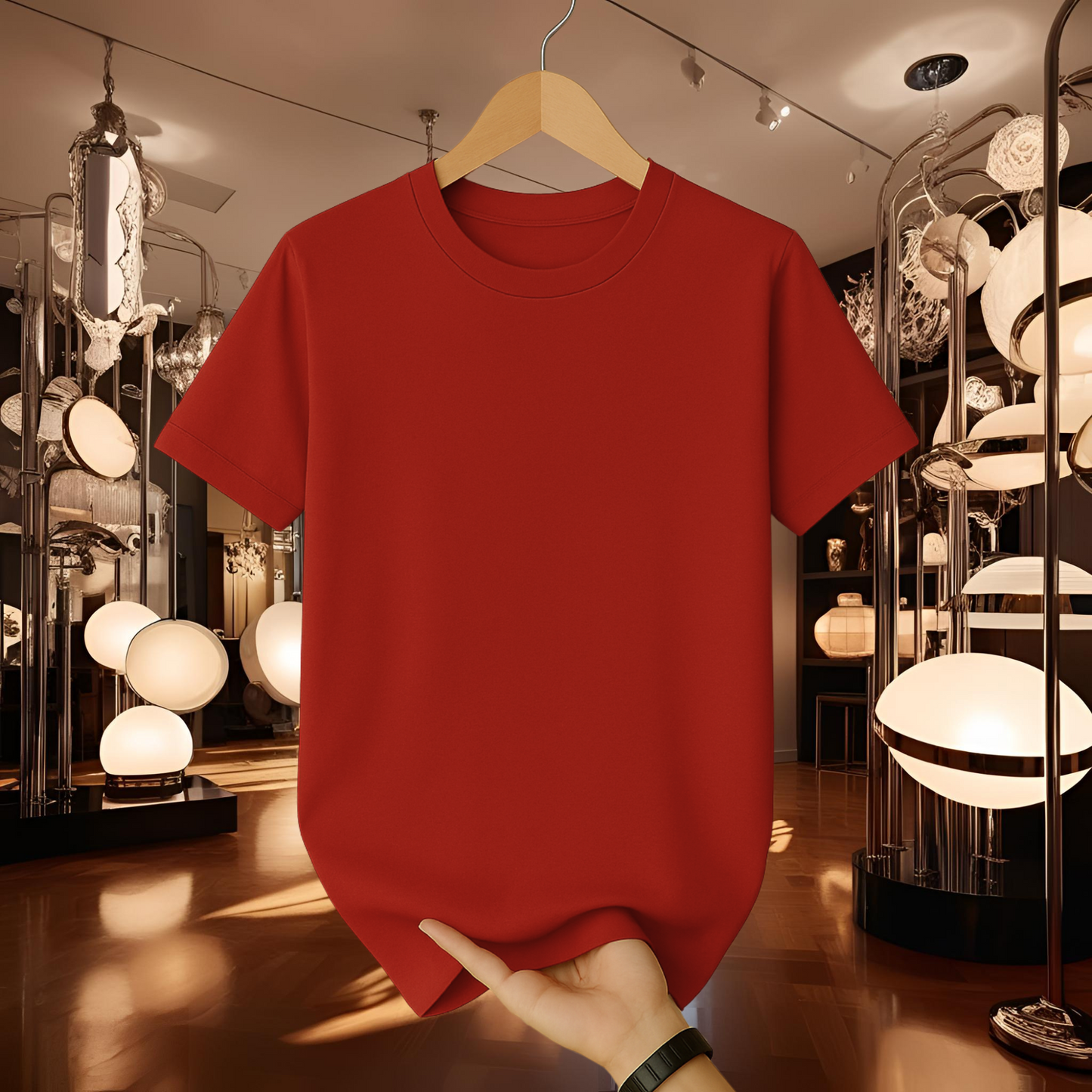 Half Sleeve Solid Premium Cotton T-shirt- Red