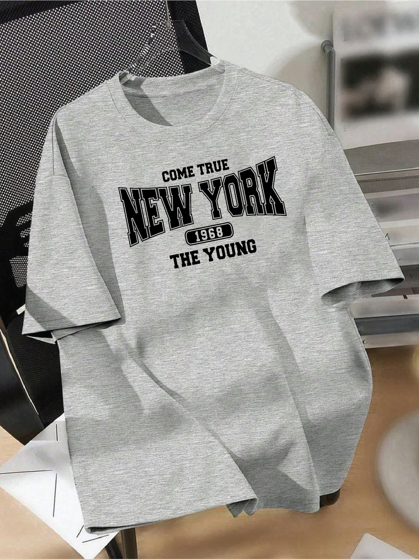 Drop Shoulder T-shirt Print NEW YORK 1968