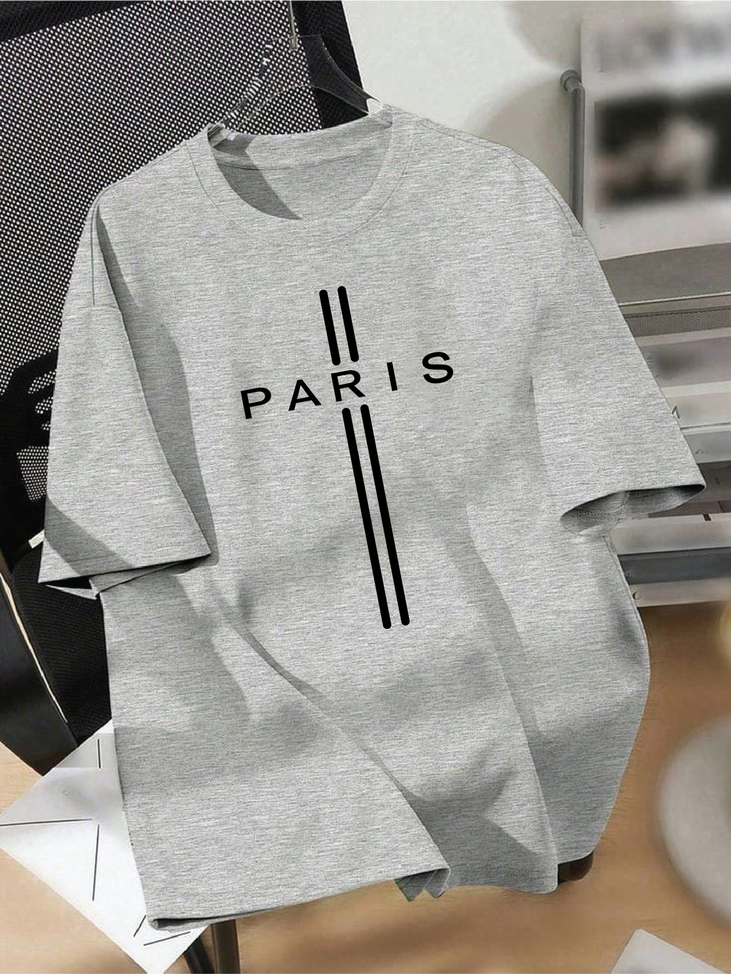 Drop Shoulder T-shirt Print PARIS vertical