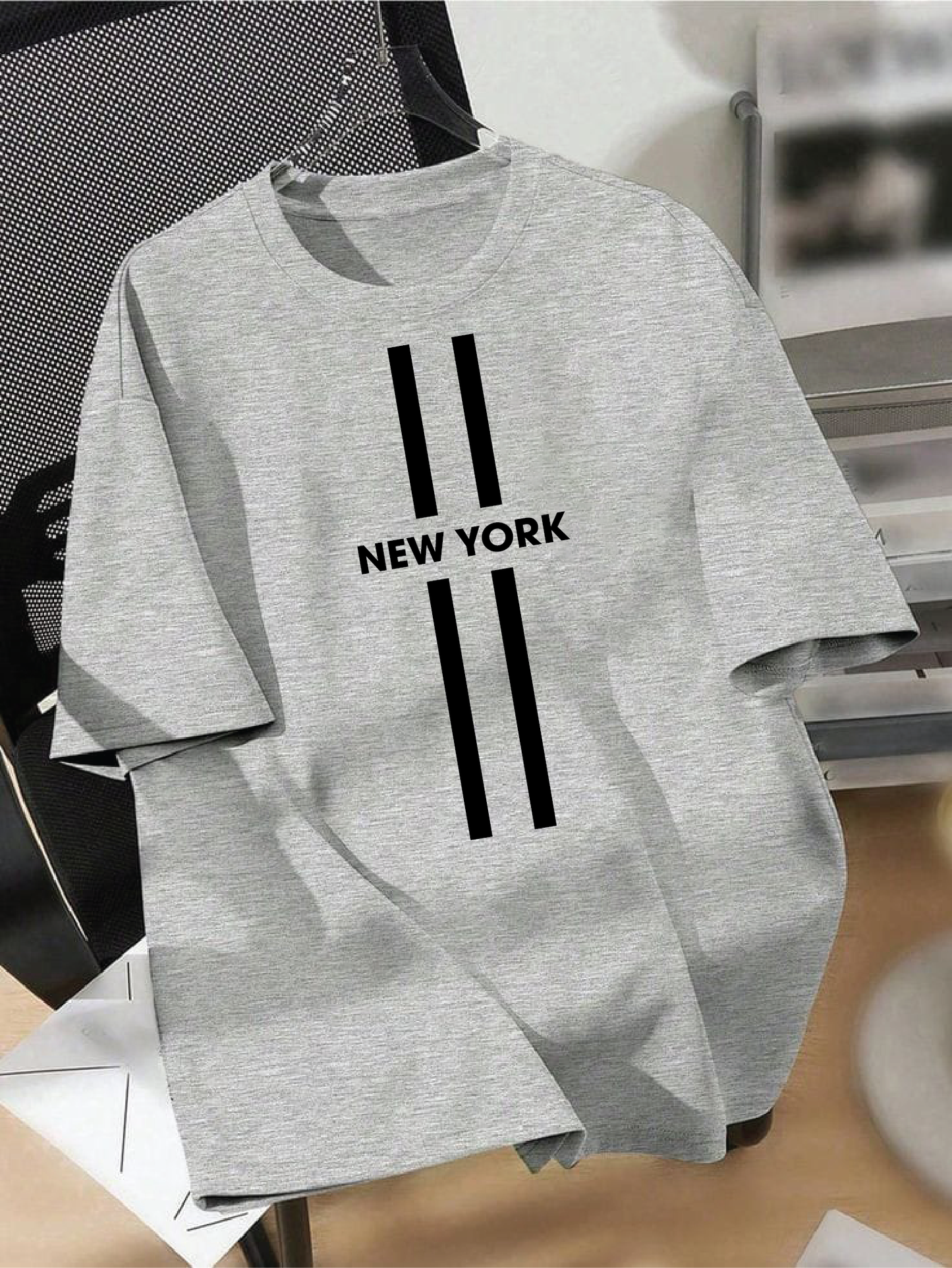 Drop Shoulder T-shirt Print NEW YORK vertical