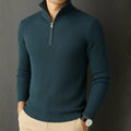 Premium Ribbed Quarter-Zip Full Sleeve Peacock Blue
