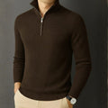 Premium Ribbed Quarter-Zip Full Sleeve Coffee