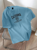 Drop Shoulder T-shirt Print CALIFORNIA a rising star