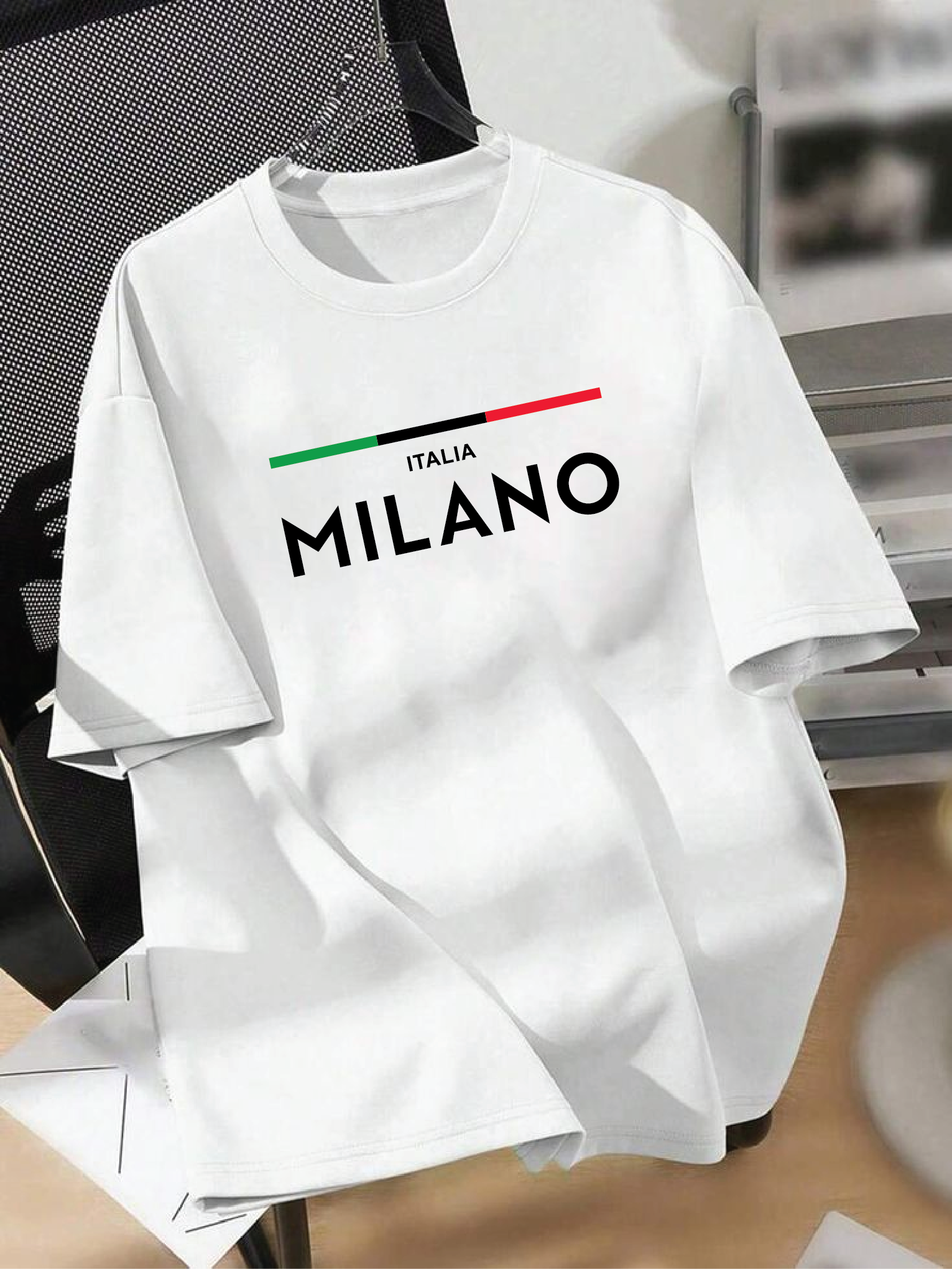 Drop Shoulder T-shirt Print ITALIA MILANO