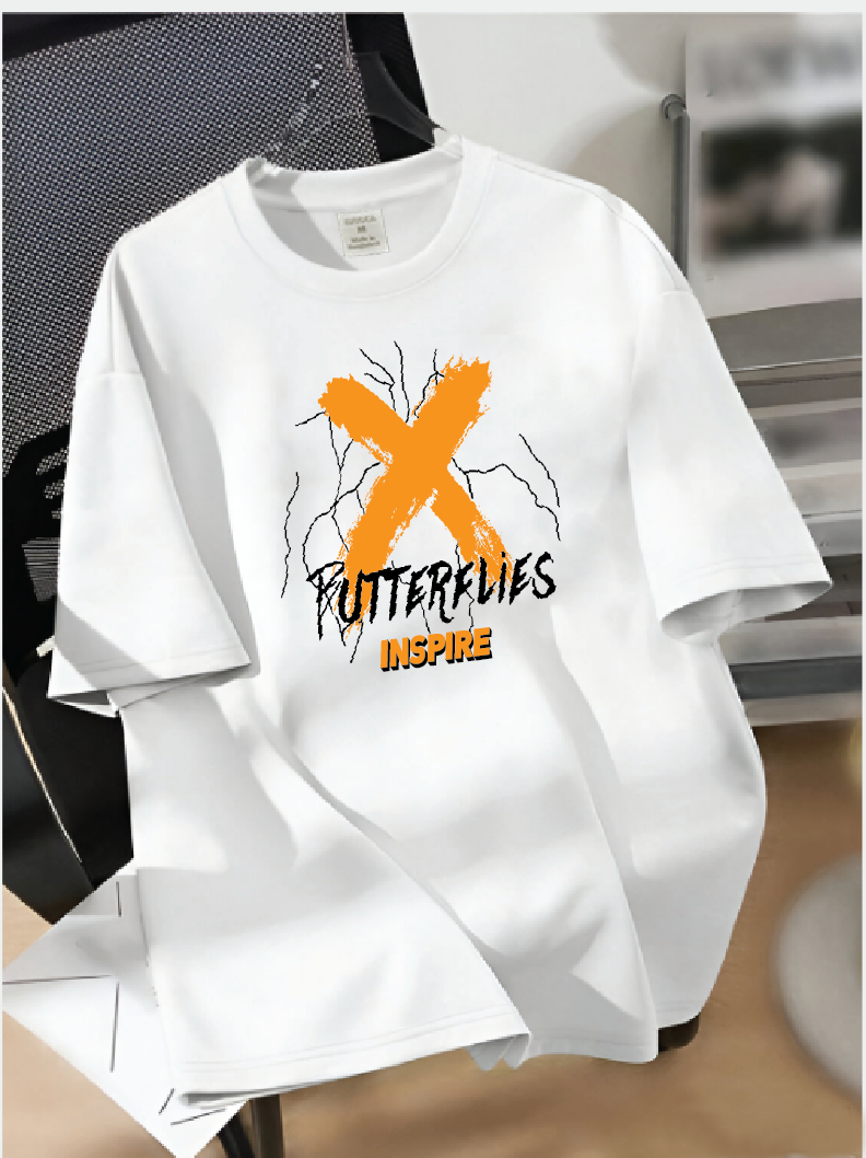 Drop Shoulder T-shirt Print X Butterflies