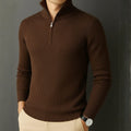 Premium Ribbed Quarter-Zip Full Sleeve Dark Brown
