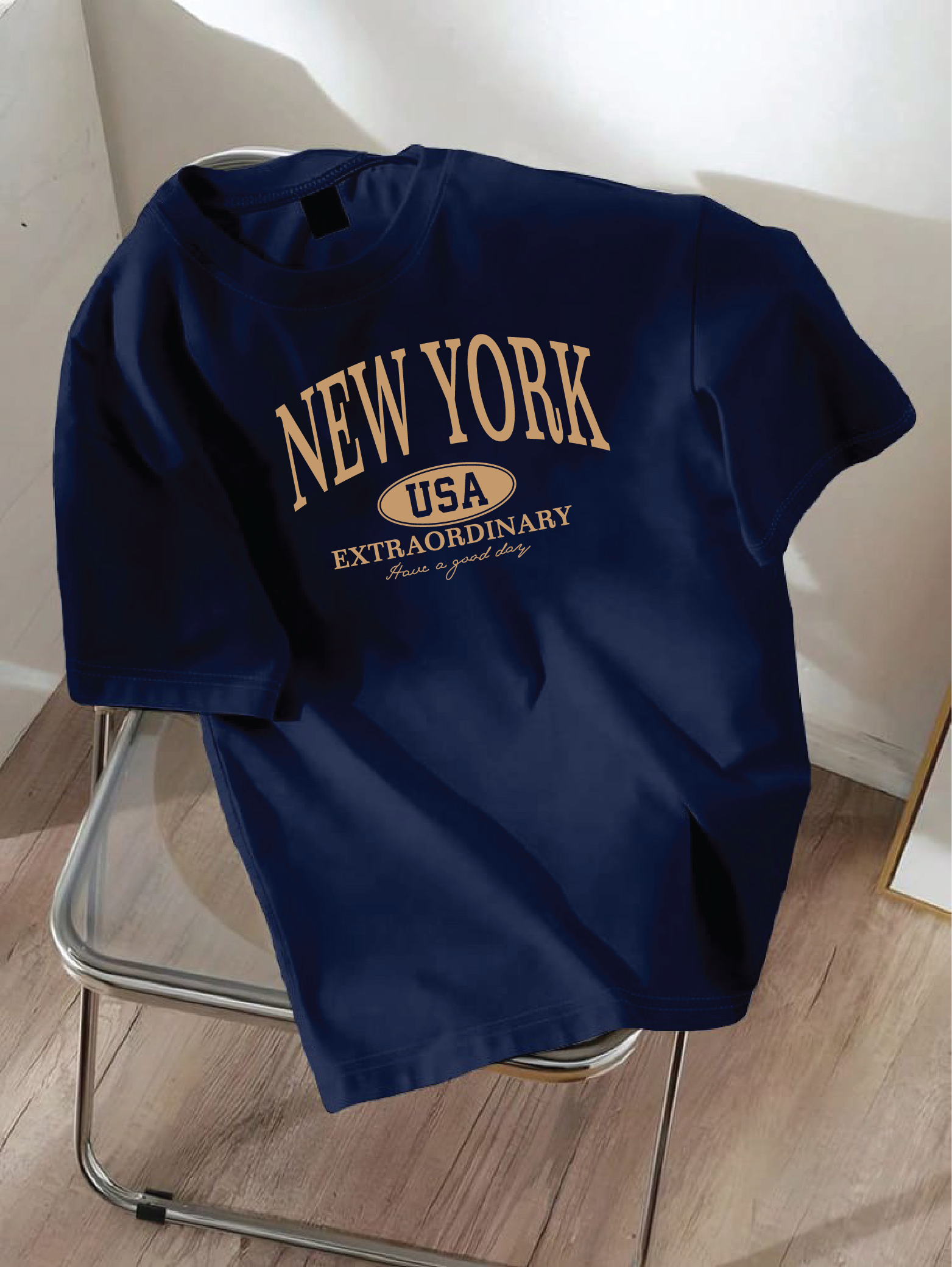 Drop Shoulder T-shirt Print NEW YORK extraordinary