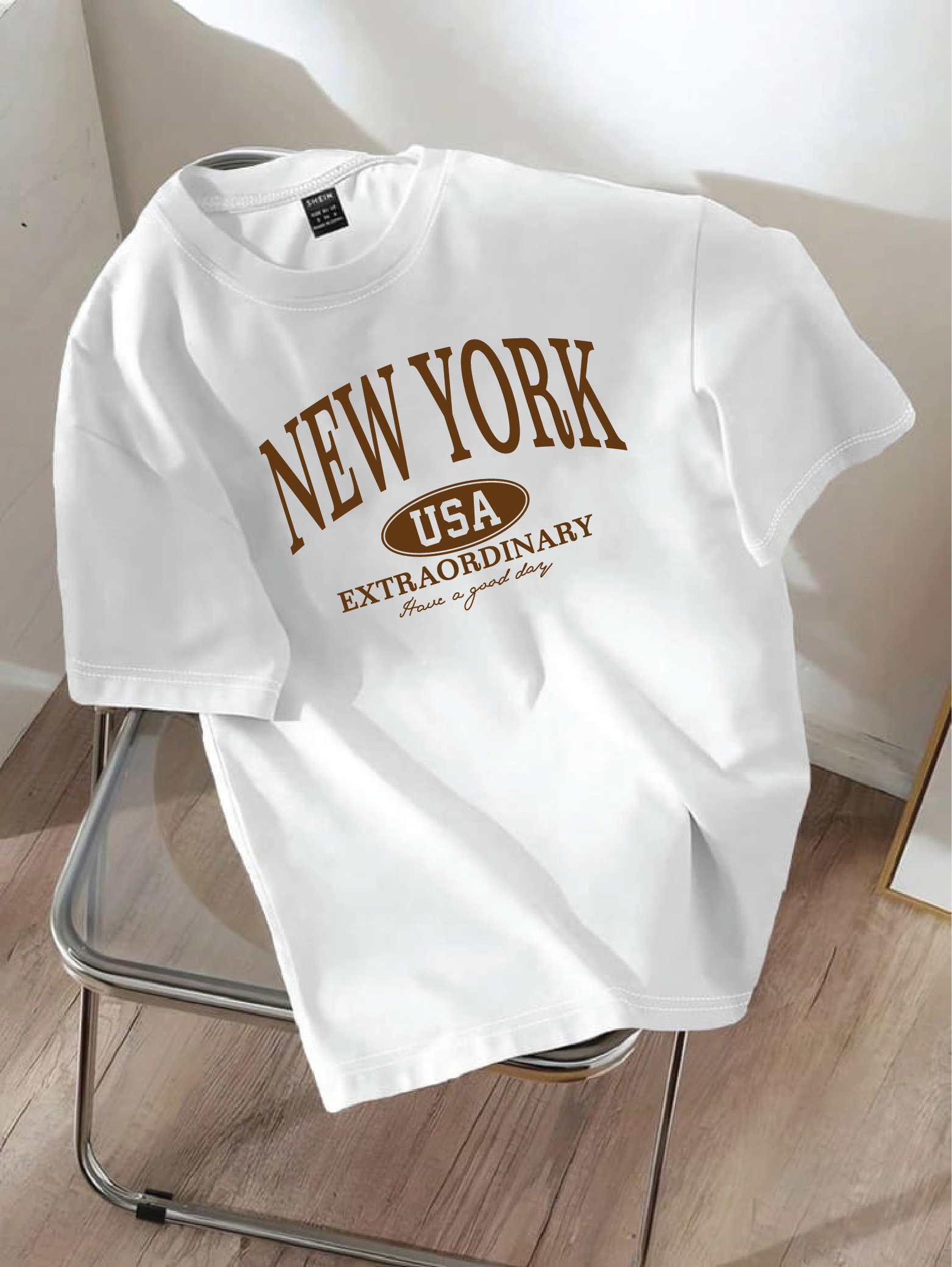 Drop Shoulder T-shirt Print NEW YORK extraordinary