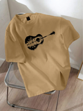 Drop Shoulder T-shirt Print Guitar