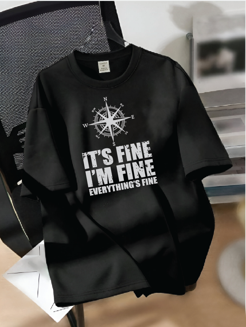 Drop Shoulder T-shirt Print it's fine