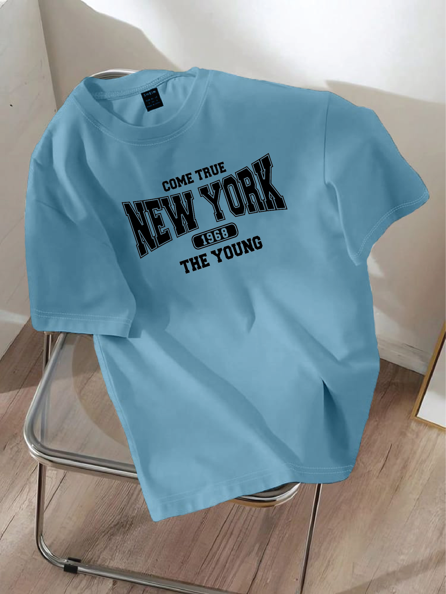 Drop Shoulder T-shirt Print NEW YORK 1968