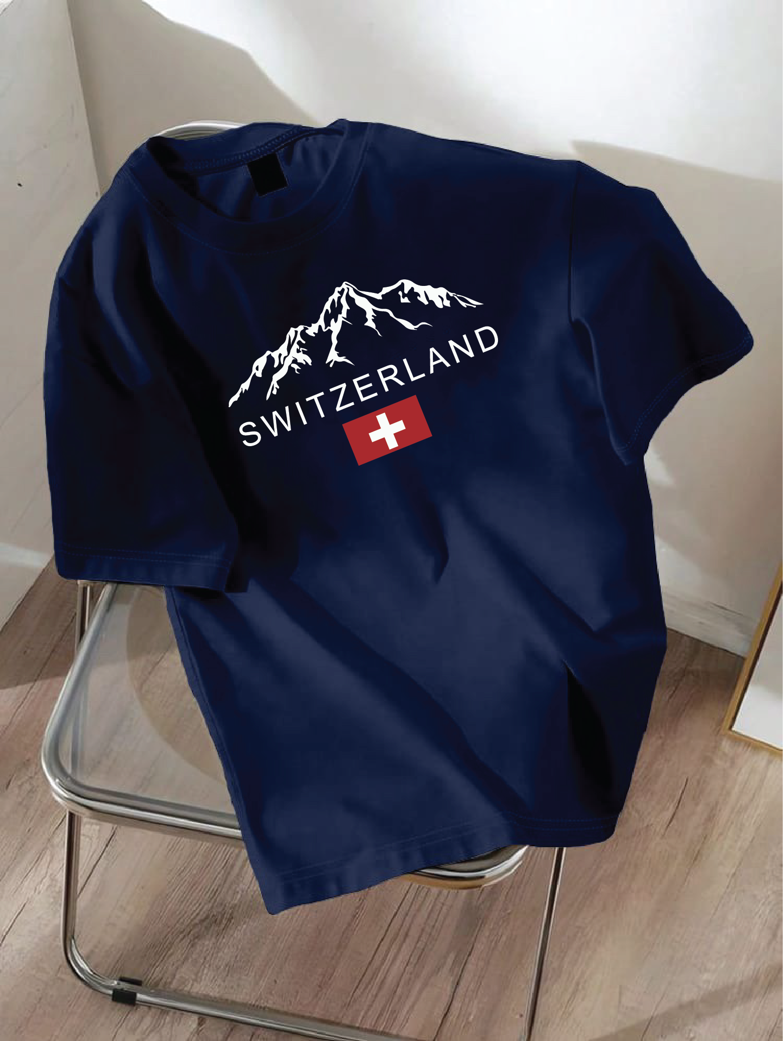 Drop Shoulder T-shirt Print SWITZERLAND