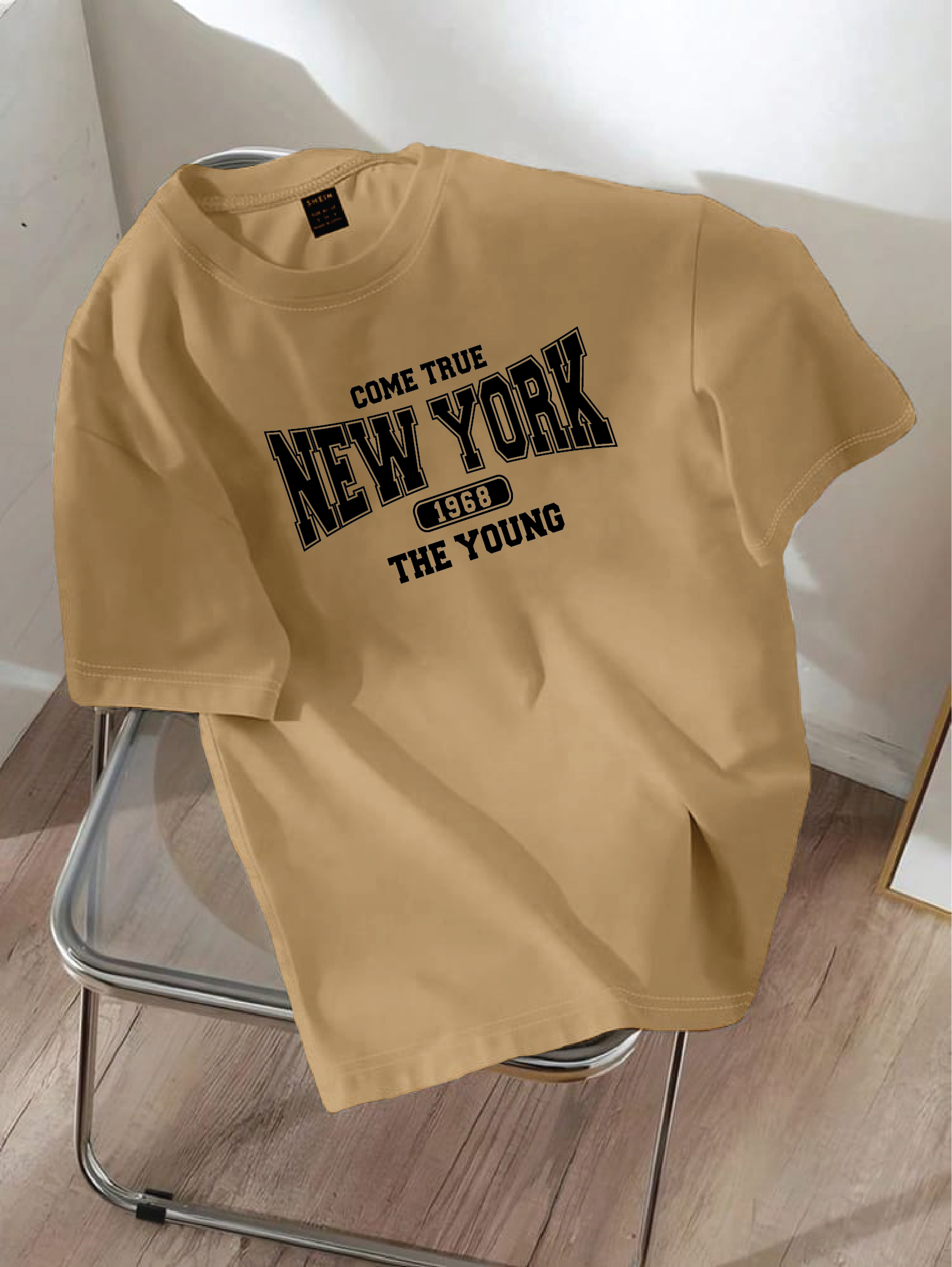 Drop Shoulder T-shirt Print NEW YORK 1968