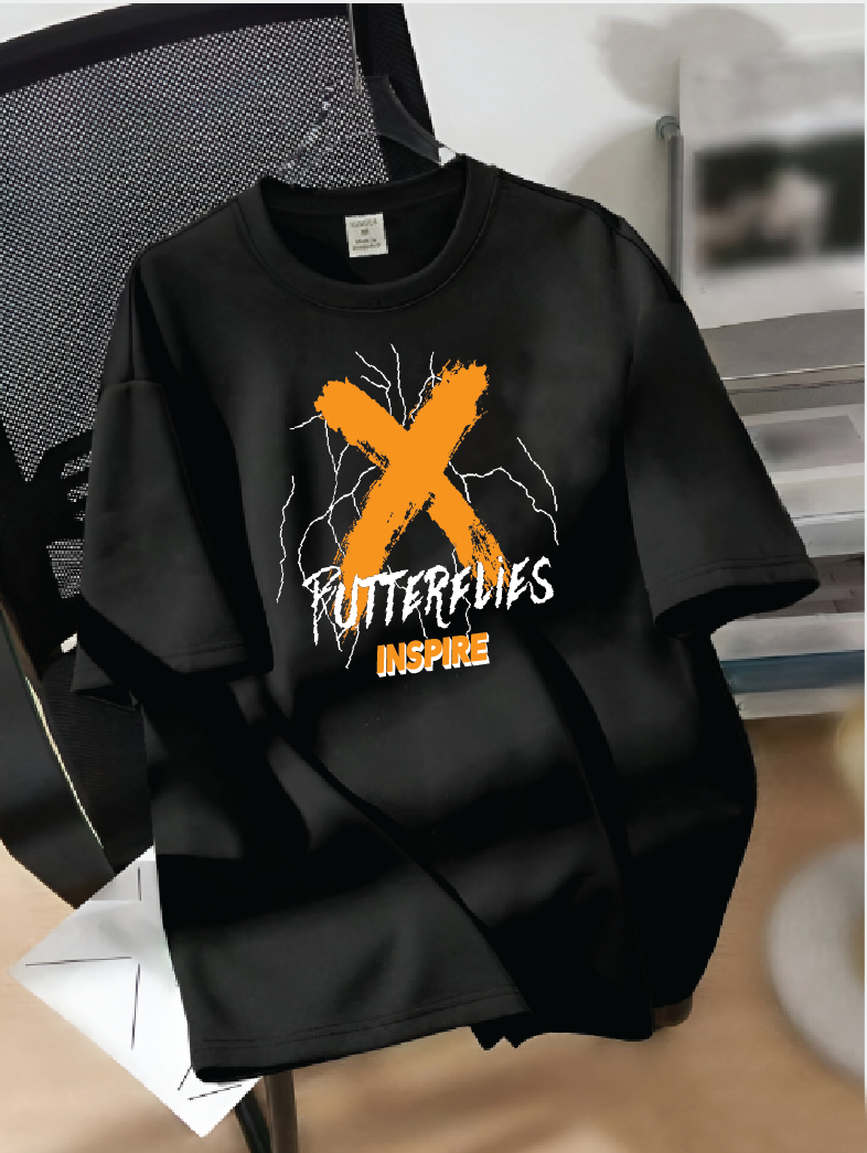 Drop Shoulder T-shirt Print X Butterflies