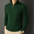 Premium Ribbed Quarter-Zip Full Sleeve Bottle Green