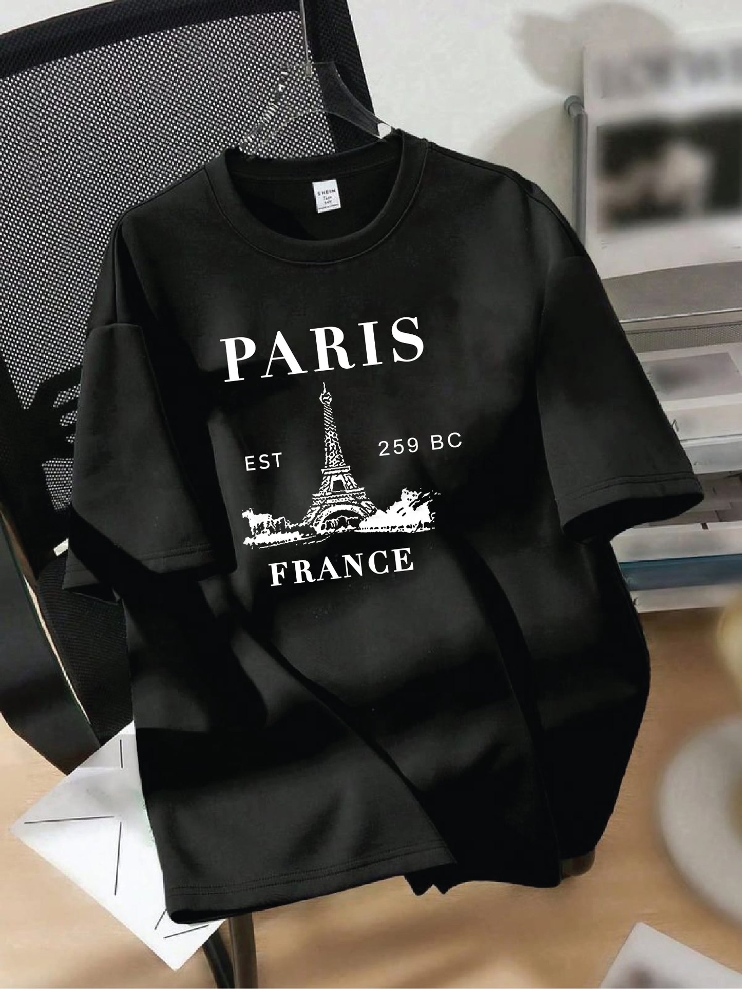Drop Shoulder T-shirt Print PARIS 259bc