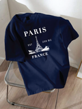 Drop Shoulder T-shirt Print PARIS 259bc