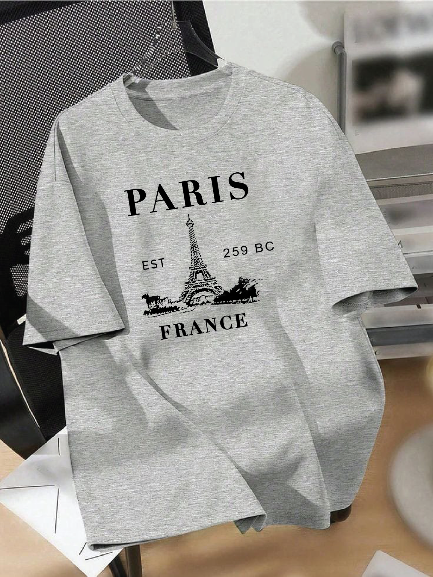 Drop Shoulder T-shirt Print PARIS 259bc
