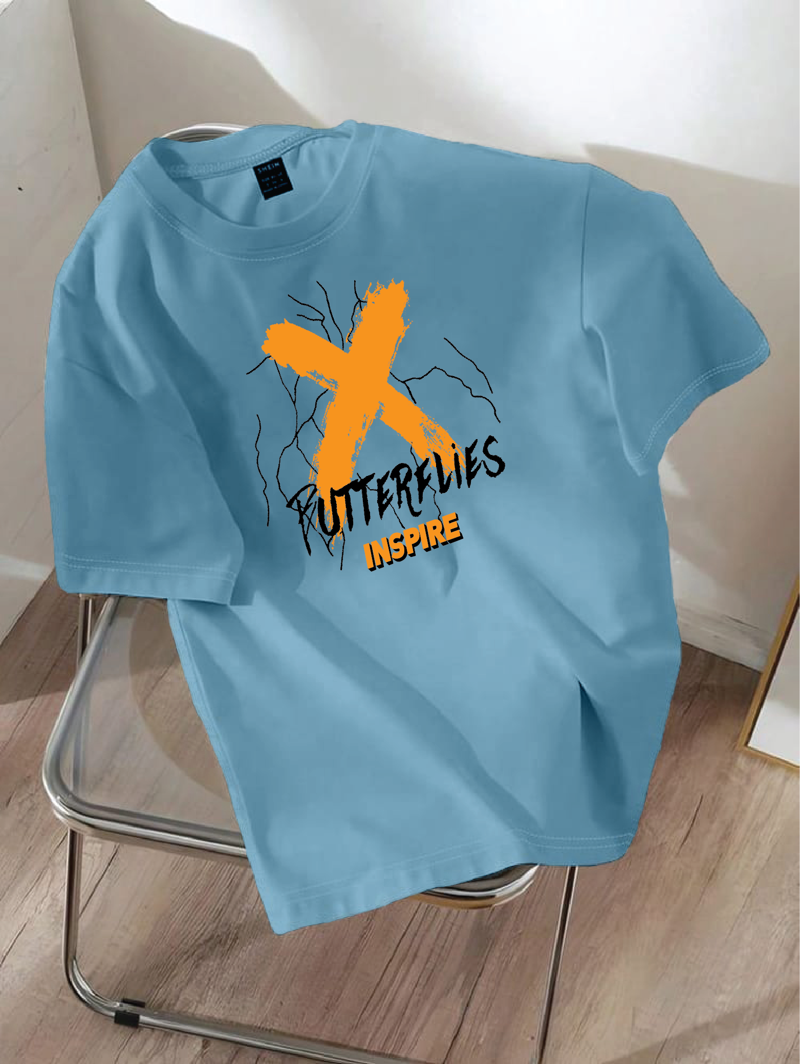 Drop Shoulder T-shirt Print X Butterflies