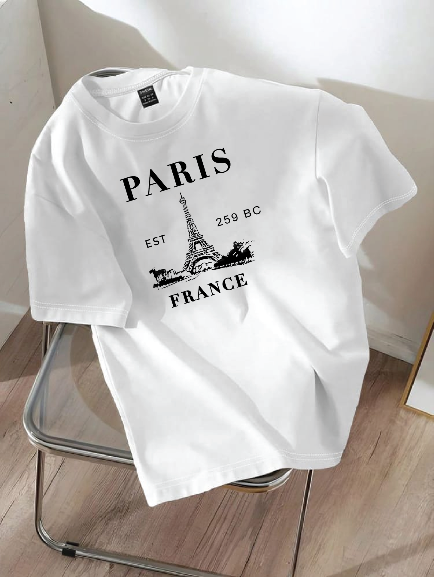 Drop Shoulder T-shirt Print PARIS 259bc