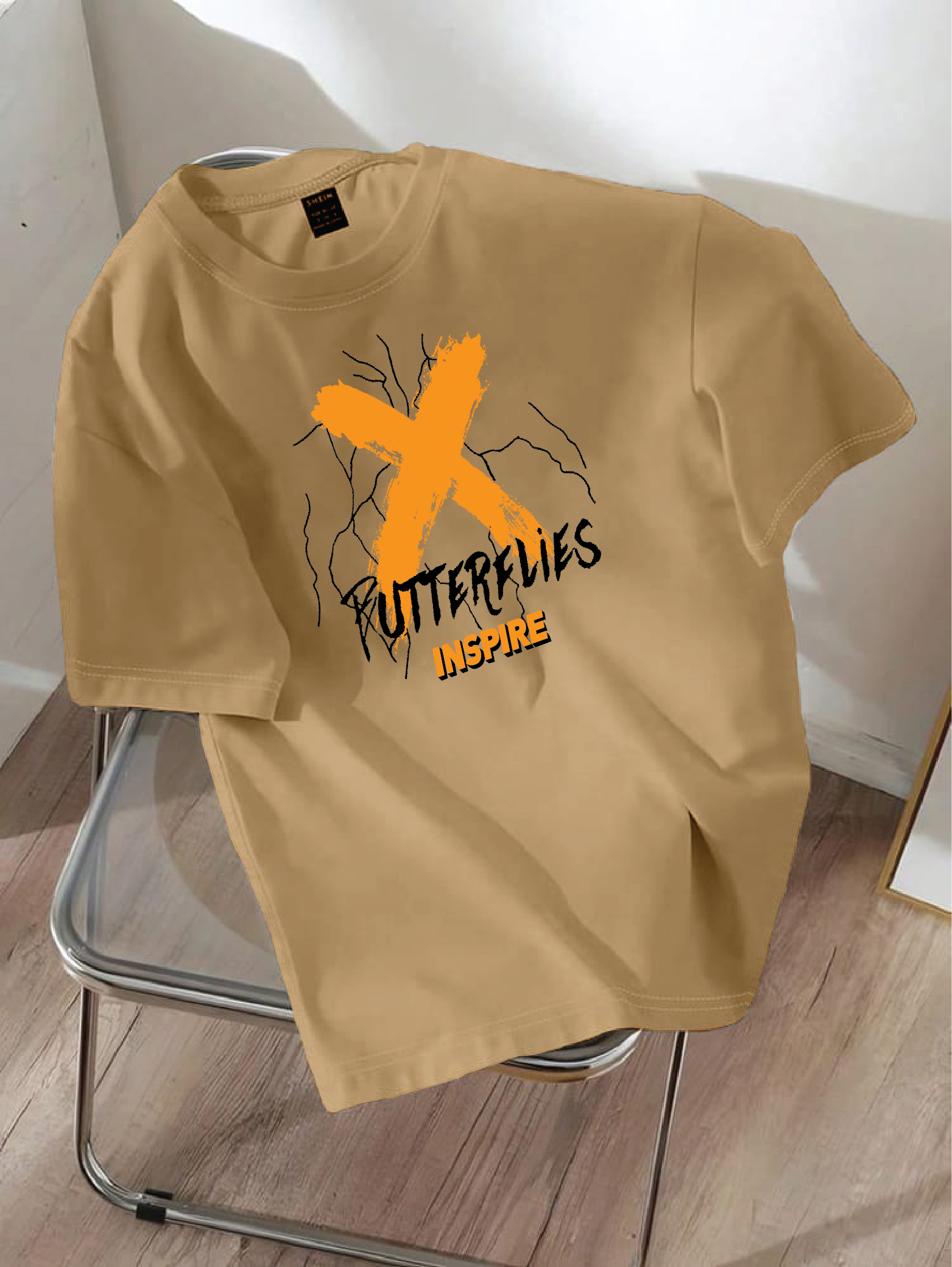 Drop Shoulder T-shirt Print X Butterflies