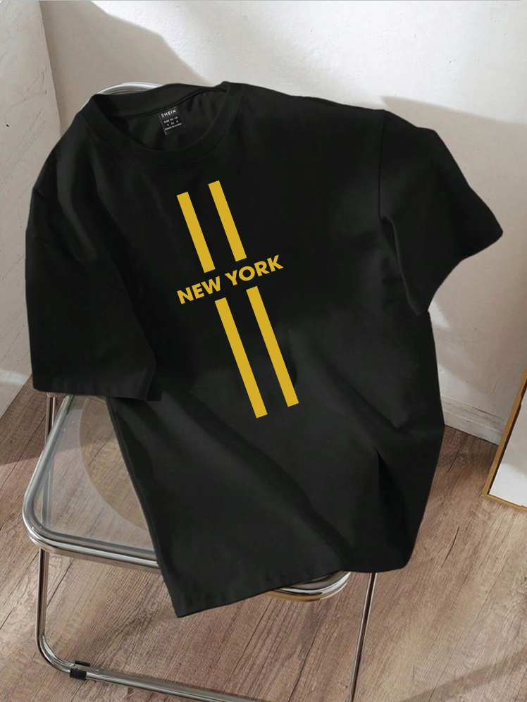 Drop Shoulder T-shirt Print NEW YORK vertical