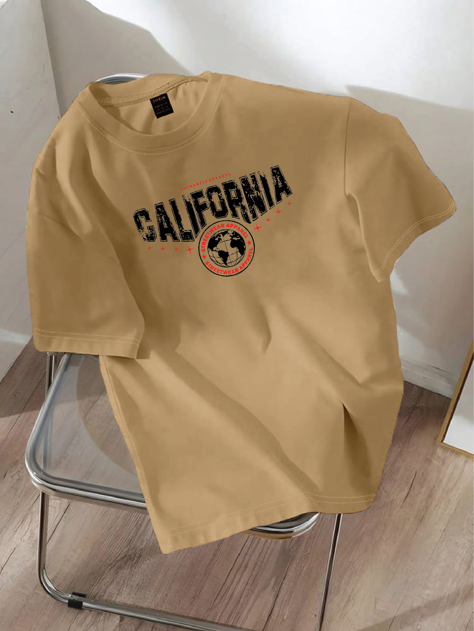 Drop Shoulder T-shirt Print CALIFORNIA
