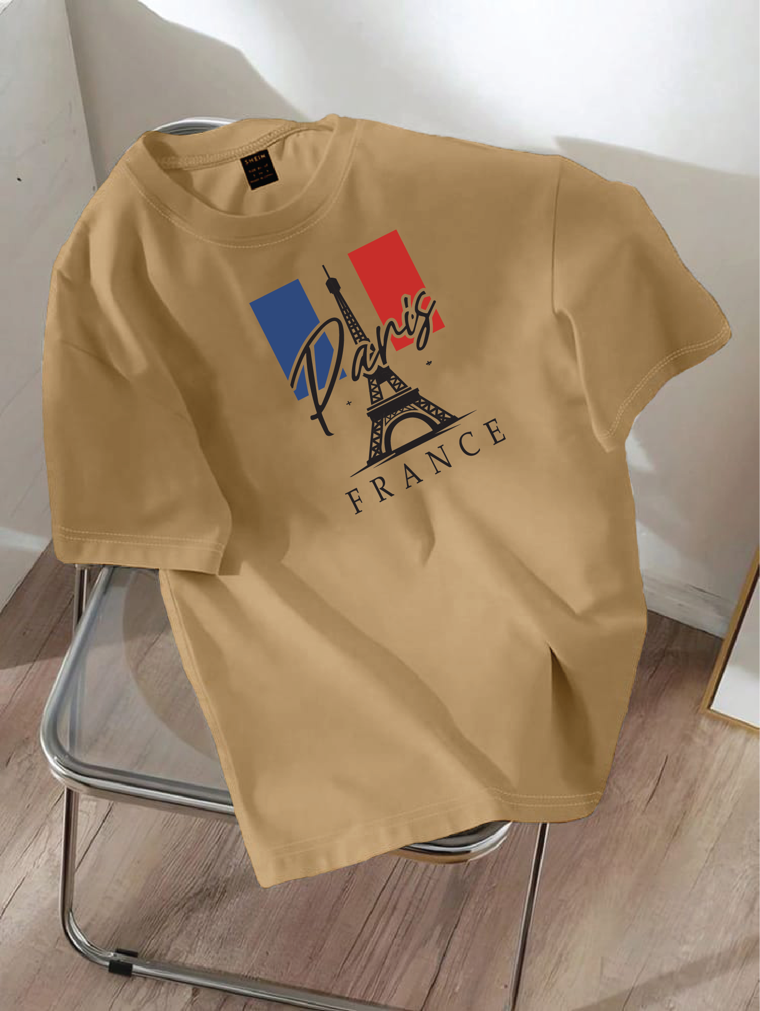 Drop Shoulder T-shirt Print Paris FRANCE