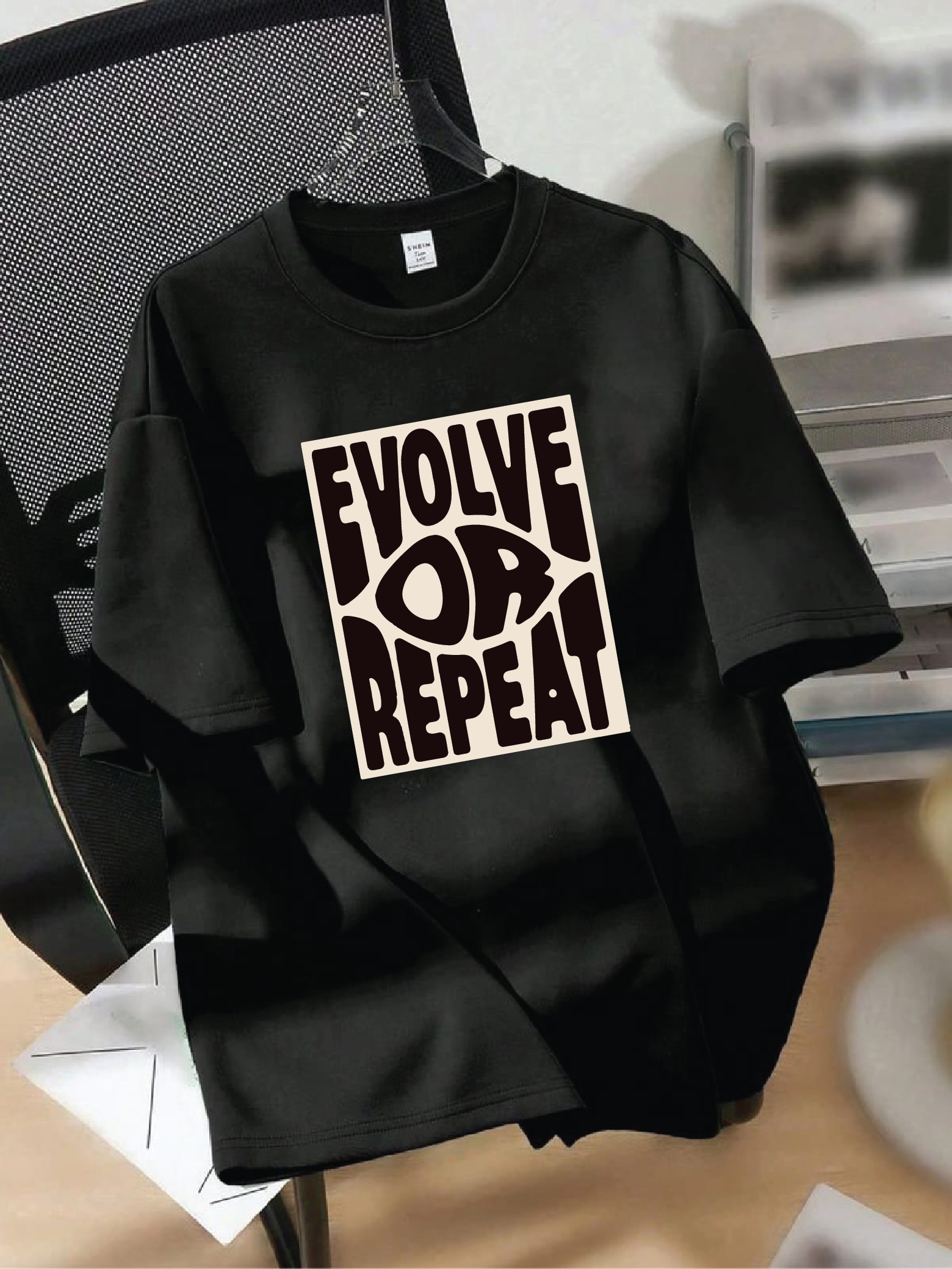 Drop Shoulder T-shirt Print EVOLVE OR REPEAT